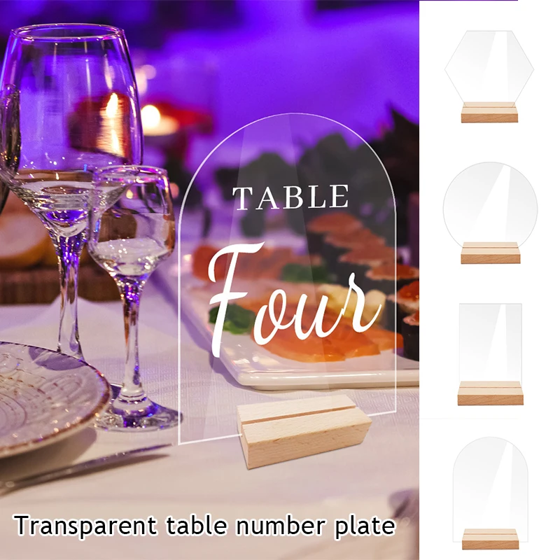 Acrylic Table Sign Holder With Wooden Base place card holders place cards acrylic sign holders For Wedding Table Sign Number Place Card Display Stand Restaurant Hotel