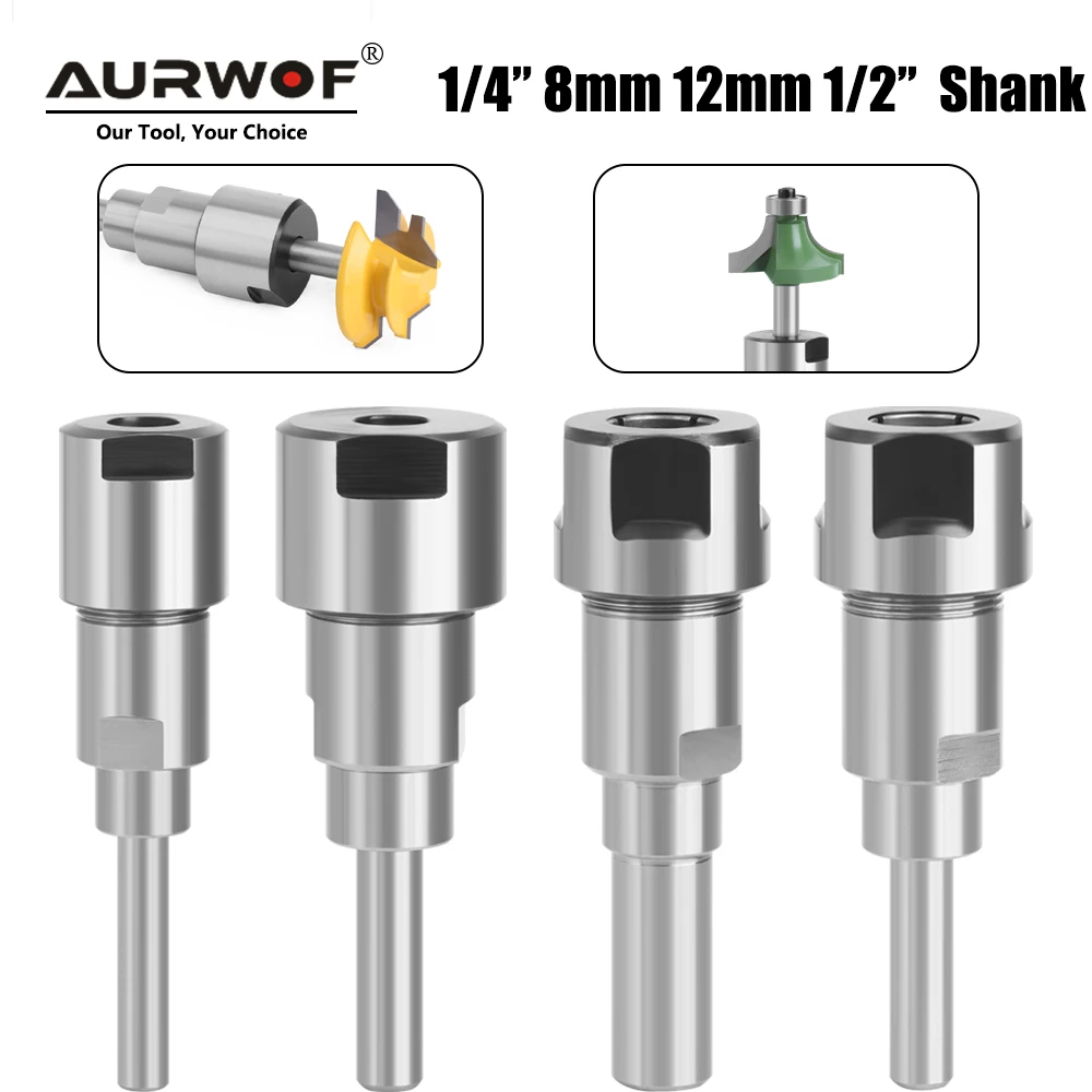 

AURWOF 1 pc 1/4" 8mm 12mm 1/2" Shank Router Bit Extension Rod Collet Engraving Machine Extension Milling Cutter For Wood MC04005