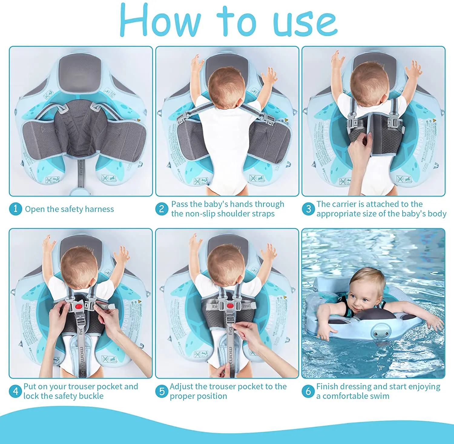 Non-inflatable Baby Solid Swimming Float Swim Trainer Pool Floats Swimming Ring Canopy Swim Ring For Infant Swimmers