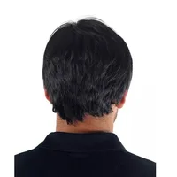 Handsome synthetic wigs for men sell well fluffy handsome short straight hair high temperature silk full head wig 2