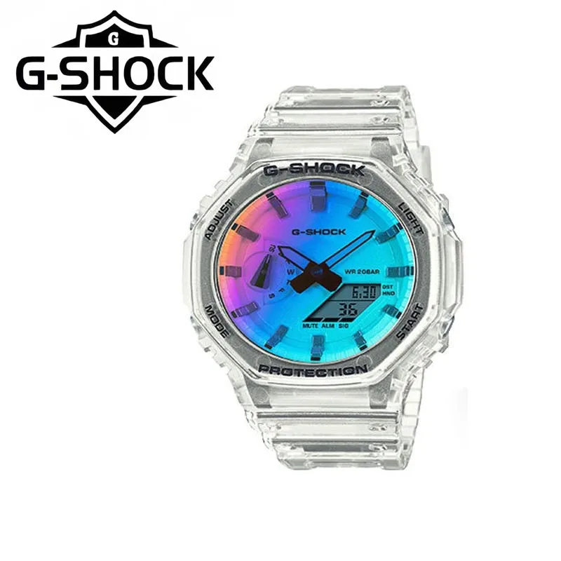 

New G-SHOCK Couple Watch Lce Hard White Series Fashion Sports Waterproof Quartz GA-2100 Transparent Strap Luxury Men's Watches.