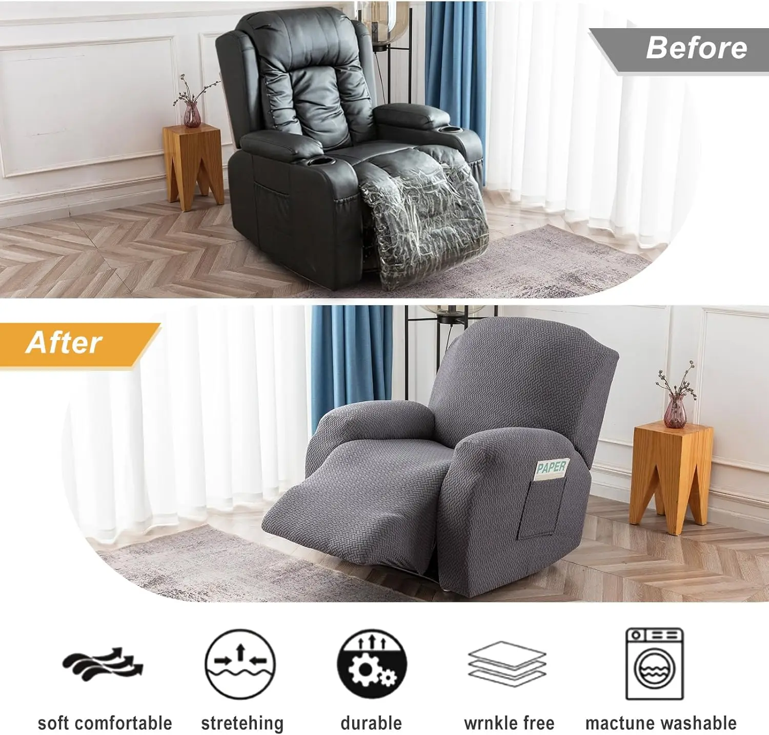 Chair Covers Thick Jacquard Recliner Chair Cover Elastic Cover for Receliner Chair Relax Reclining Armchair Protector