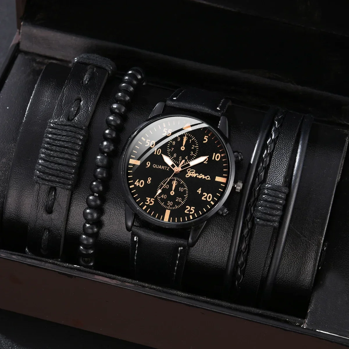 4/2/1pcs Men Sports Watches Set Man Business Quartz Wristwatch Luxury Brown Leather Bracelet Men Casual Clock Watch(no Box) - Image 2