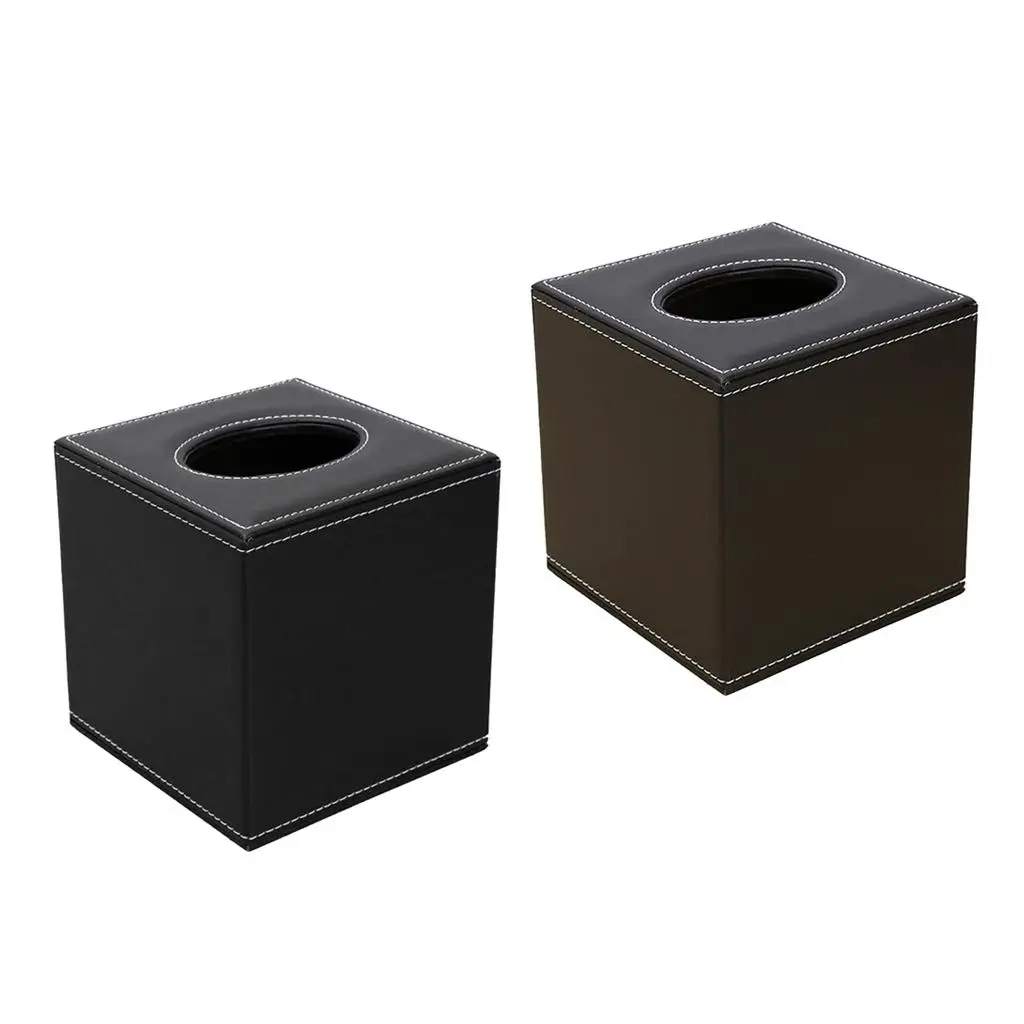 PU Leather Square Facial Tissue Box Cover Elegant Countertop Tissue Container Paper Napkin Holder for Home Living Room 3