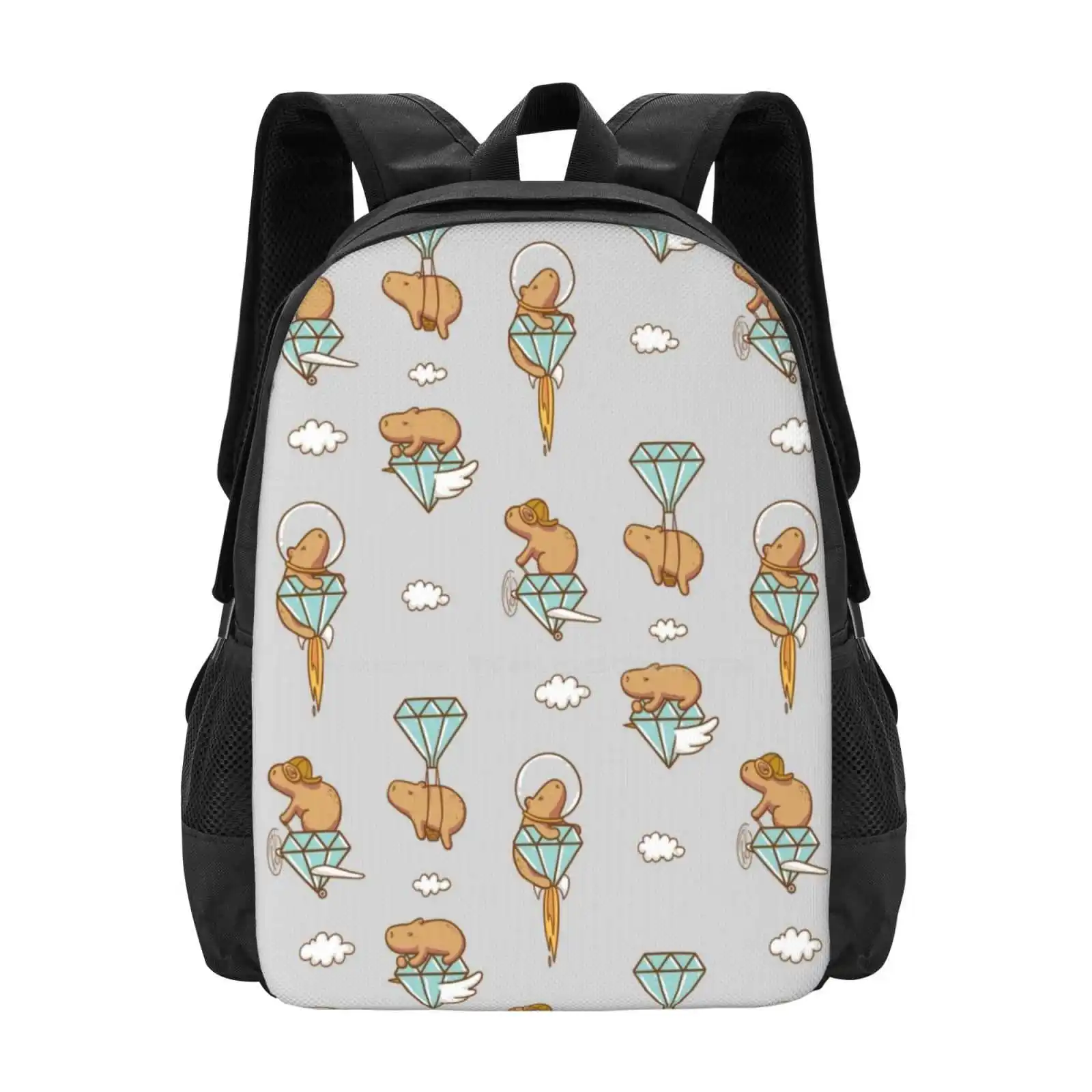 

Capy In The Sky With Diamonds Hot Sale Backpack Fashion Bags Capybara Cute Animal Sky Clouds Flying Pattern
