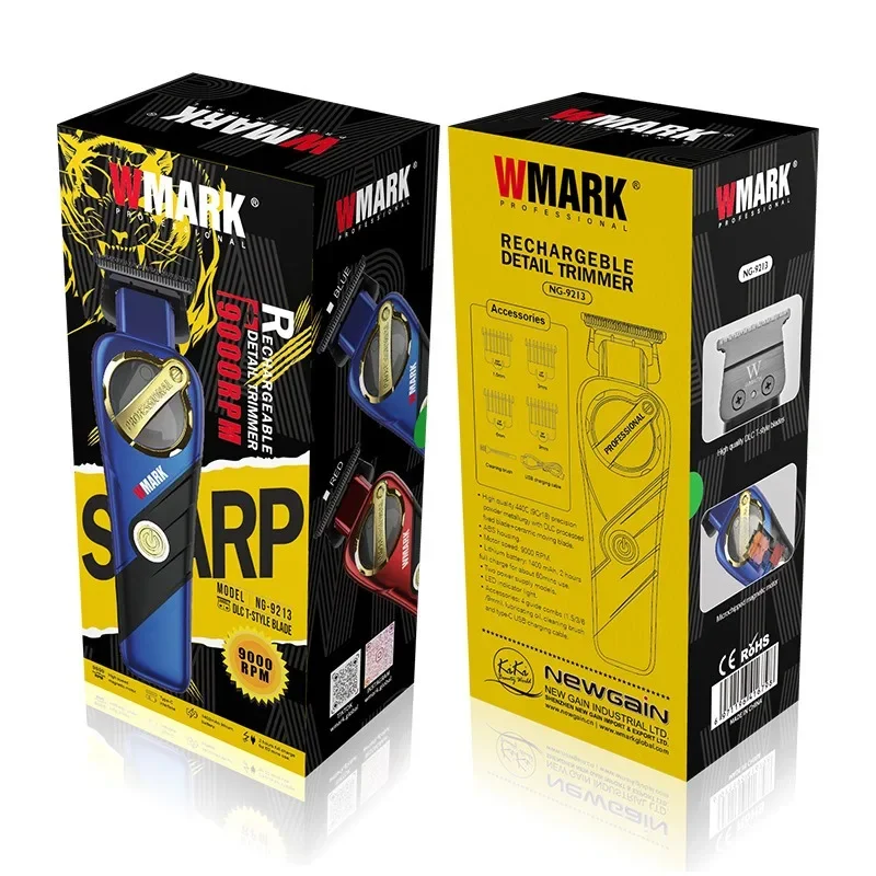 WMARK NG-9213 자기 부상 모터 조각 가위, 이발소 남성용 전문 헤어 클리퍼, 고속 DLC 블레이드, 9000RPM