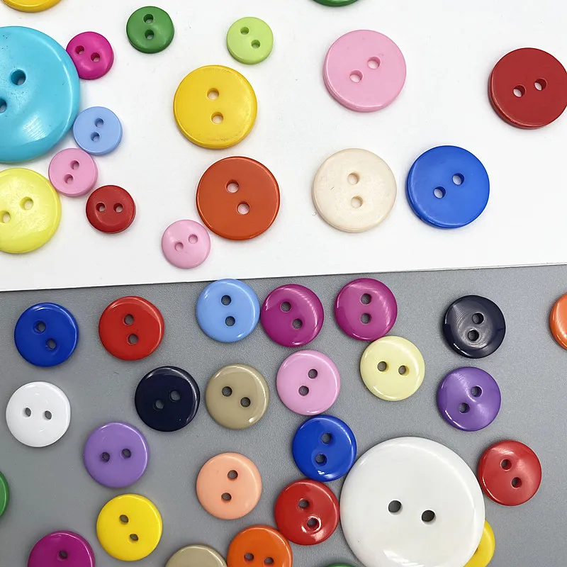 New 50pcs 11.5mm Colours Double Eye Bread Button Round Resin Sewing Buttons Diy Scrapbooking Multicolour