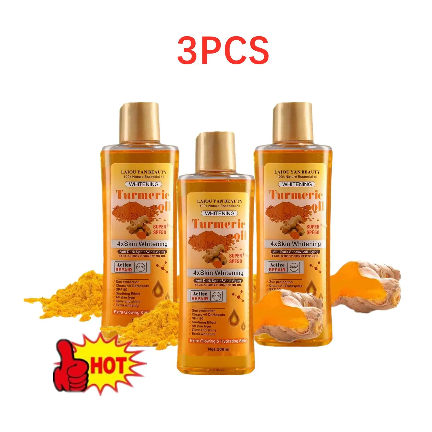 3PCS Turmeric Remove Dark Spots Essential Oil For Women Moroccan Ginger Anti Wrinkle Serum Men Whitening Moisturizing Skin Care чай с тулси куркумой и имбирем 25 пак 1 9 г tulsi ginger turmeric tea organic india