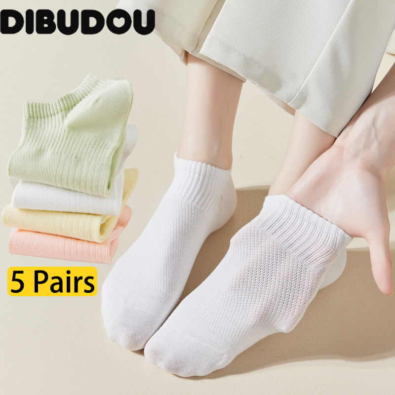 DIBUDOU Pure Cotton Socks For Women Thin Summer New Out Loose Socks Women's Casual Basic Sweet Girls Fashion Breathable Socks