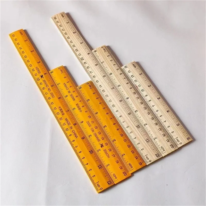Wooden Straight Ruler 15/20/30cm Single Sided Double Scale Ruler Student Stationery Office Precision Measuring Tool