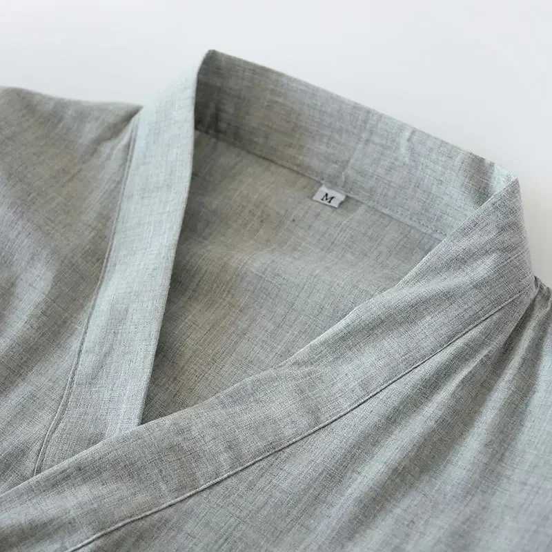 Kimono Giapponese Uomo In Cotone - Pigiama Tradizionale, Taglia Plus, Per Casa E Meditazione - Foto 6