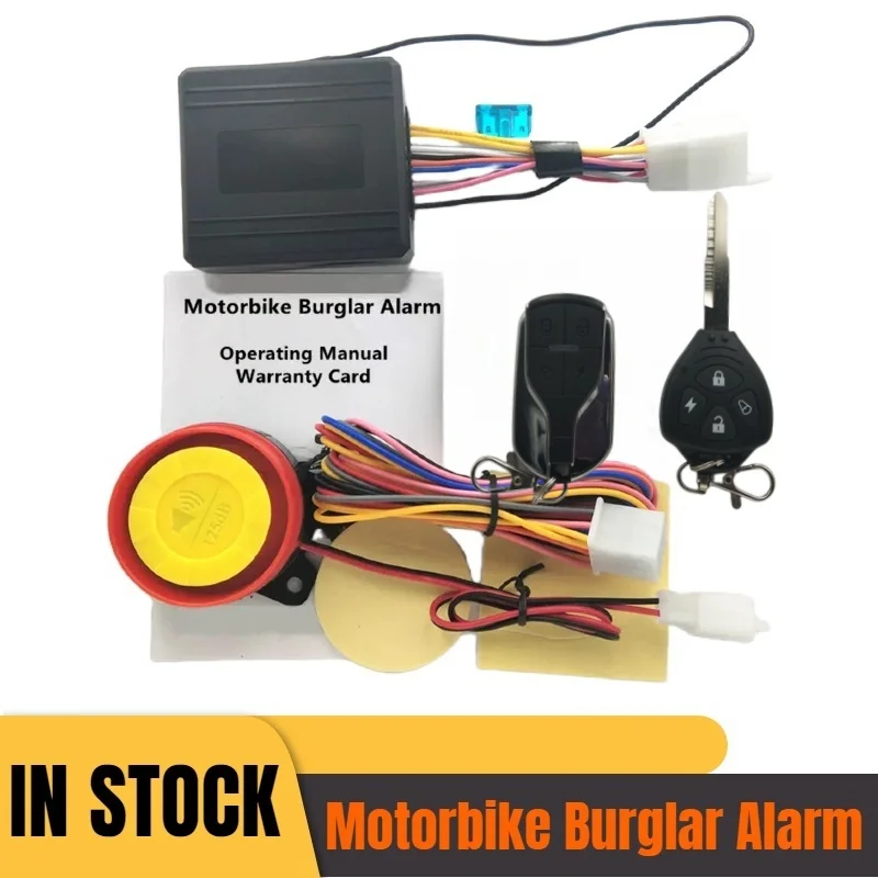 Motorbike Burglar Alarm Accessories With Remote Control + key 12V Motorcycle Theft Protection Remote Activation motorcycle alarm accessories