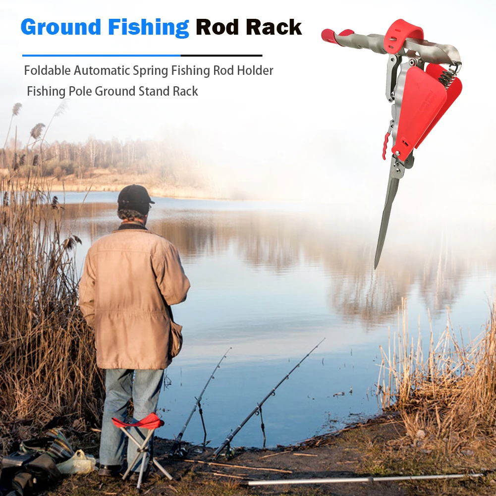Automatic Spring Fishing Rod Holder Rack Stainless Steel Adjustable Foldable Pole Stand Bracket Fishing Tackle