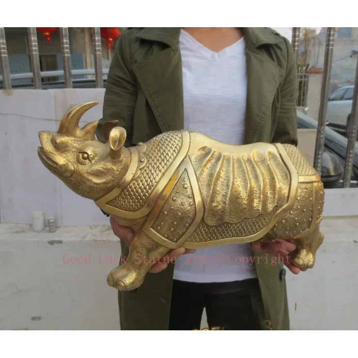 

TOP GOOD large office SHOP TOP Money Drawing GOOD LUCK Rhinoceros Mascot # Equity Stock market FENG SHUI Brass statue