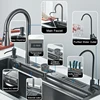 304 Stainless Steel Waterfall Kitchen Sink Large Single Slot Integrated Digital Display Faucet Set Soap Dispenser knife Board 3