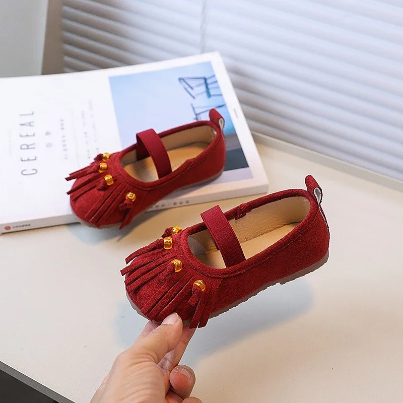 Leather Kids Ballet Shoes Girls Slip On Flats Loafers