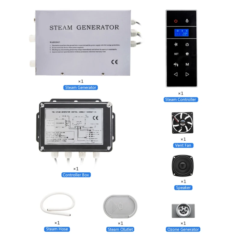 

3KW AC 220V CE Certified Black Shower Steam Generator Wet Sauna Steam With Time & Temperature Setting Waterproof IPX4