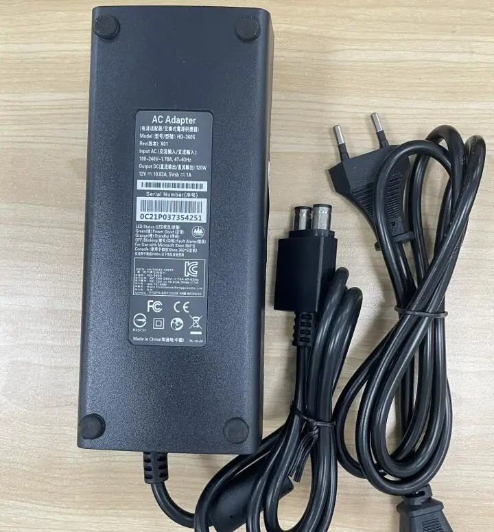 Xbox 360 Slimコンソール用acアダプター,ケーブル付き電源,EU
