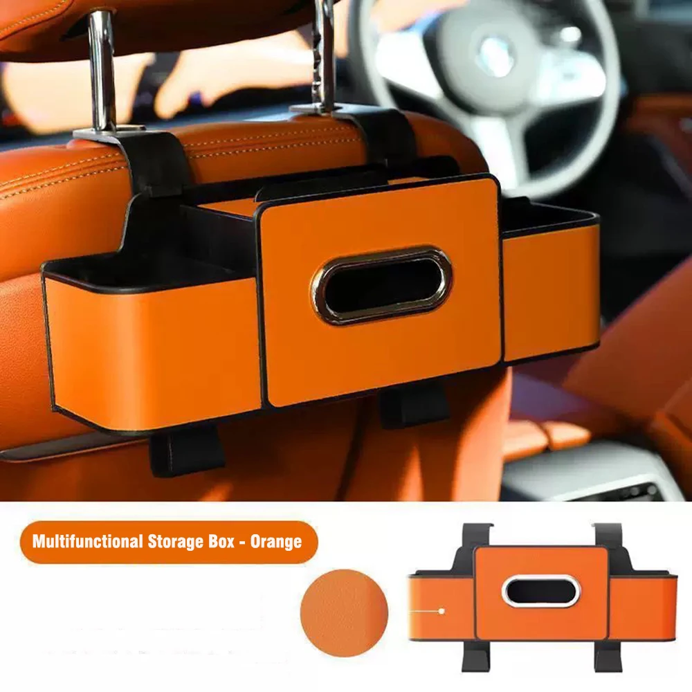 Organizer per Sedile Posteriore Auto, Portaoggetti per Auto con Porta Fazzoletti, 2 Portabicchieri, Supporto per Telefono e Ganci - Image 5
