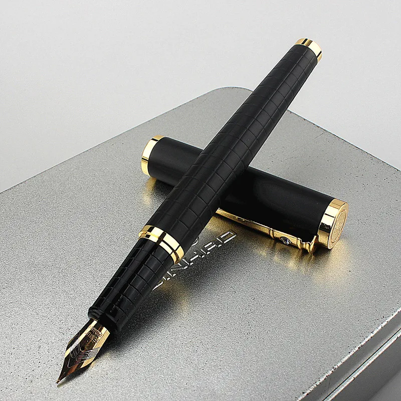 

New Luxury Metal Fountain Pen 0.5mm Nib EF/F/Bent Grid Writing Business Office Ink Pen
