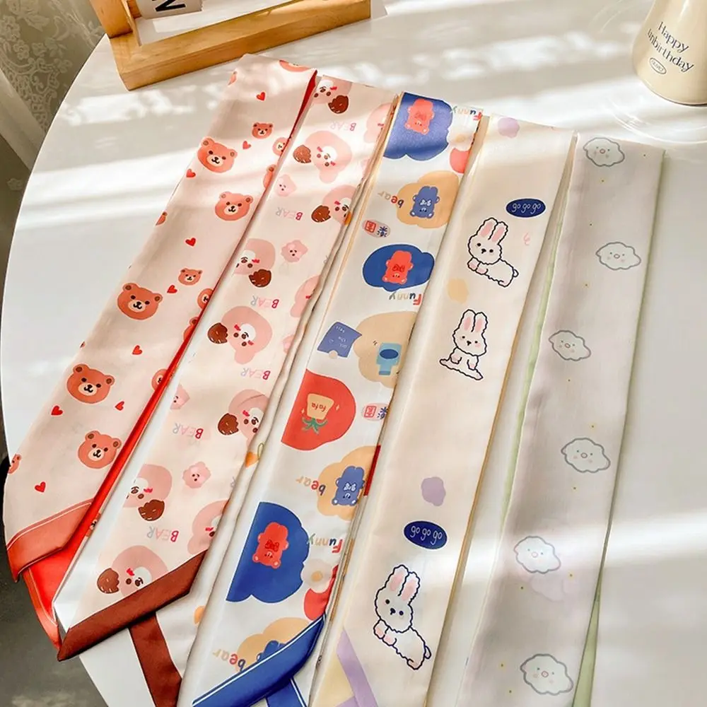 

Printing Headband Head Rope Silk Scarf Braided Hair Silk Scarf Hair Band Bow Hair Rope Korean Style Headband Female Headwear