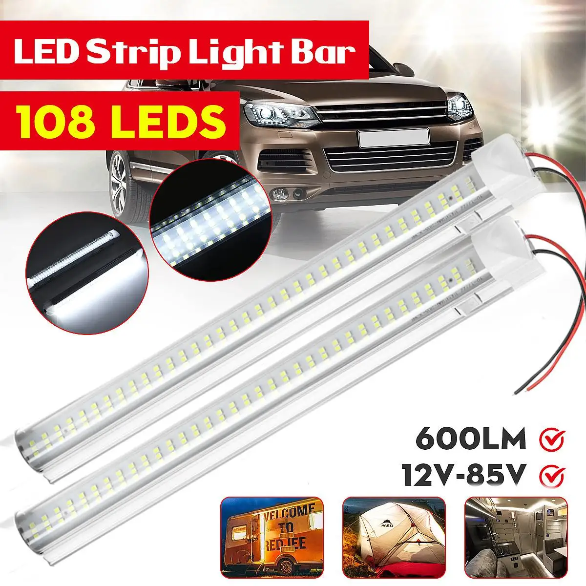 Pack 12V 85V 48 LED Interior LED Lights Interior Lighting for Car RV Truck  Boat Caravan