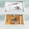 Stationery Drawer Organizer Adjustable Chopsticks Knife Fork Cutlery Drawer Organizer Elegant Bamboo Cutlery Tray for Neat 1