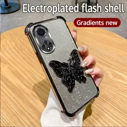 Shockproof Butterfly Holder Glitter Phone Case for Nova 7 Pro (Black)