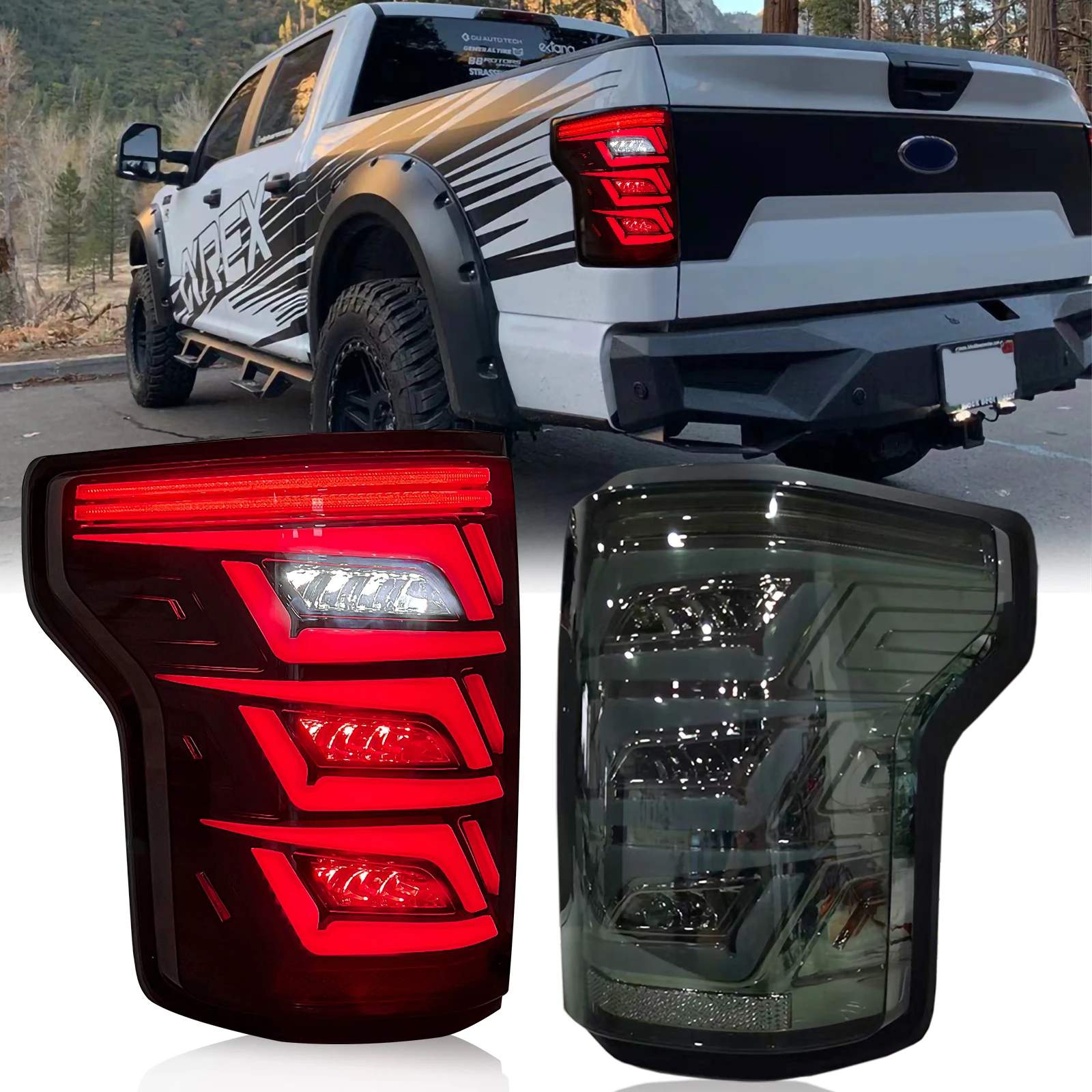 

Car LED Tail Lamp Assembly For Ford F150 2015 2016 2017 2018 2019 Rear Warning Brake Light Turn Signal Start Up Animation 12V