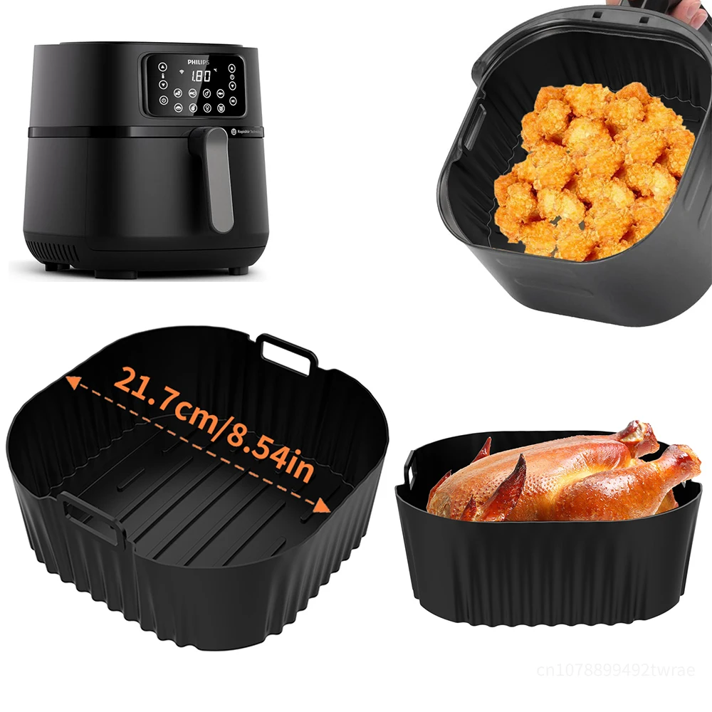 21.7cm Square Air Fryer Mold Air Fryer Basket For Philips HD9285-90 7.2L and Other 4-6QT AirFryer Reusable Accessories air fryer accessories,air fryer mold,air fryer basket