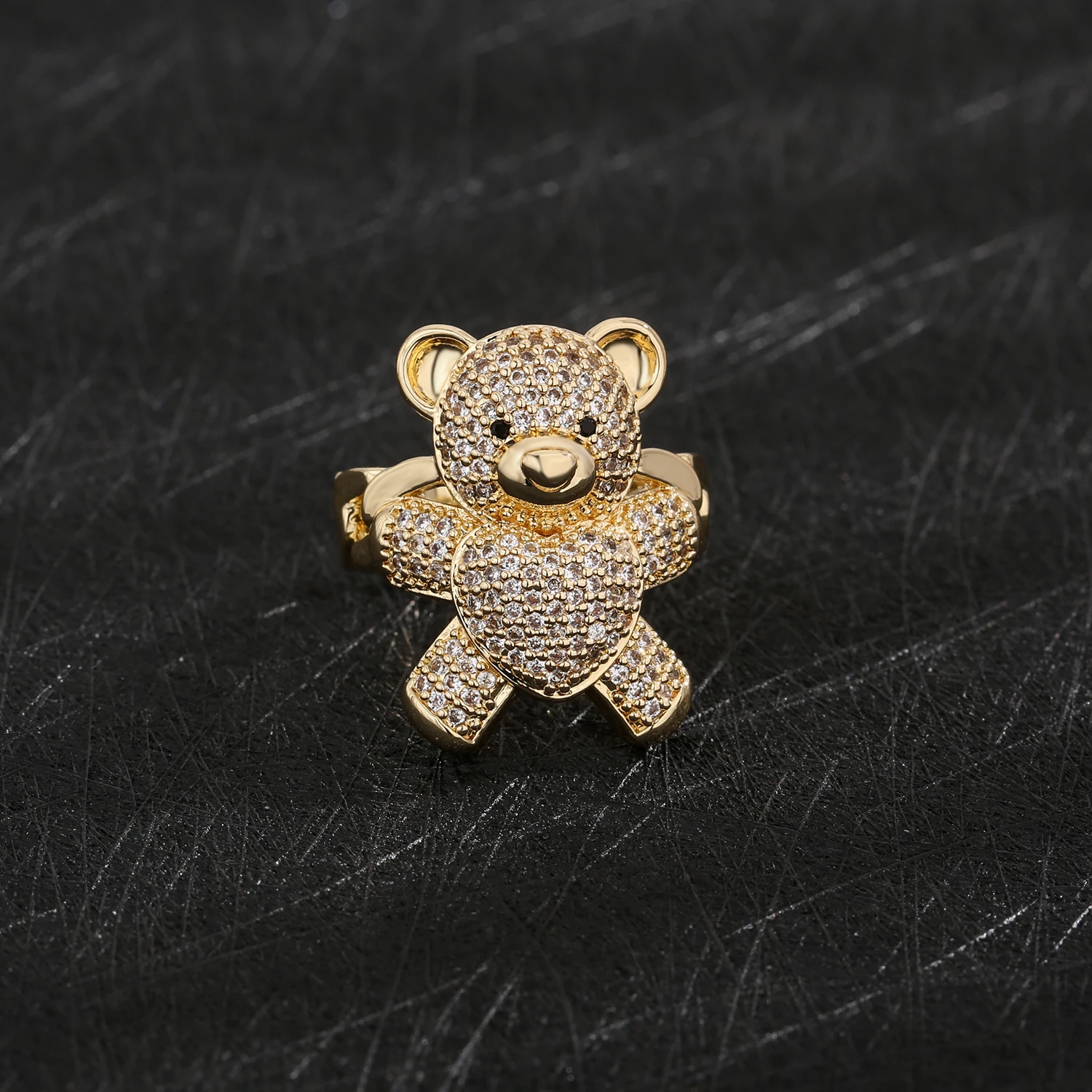 New Original 14k Gold Plated Fashion Colorful Cute Teddy Bear Ring Suitable for Women and Girls Animal Personality Jewelry 4