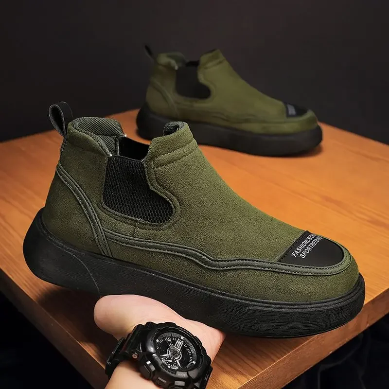 Zapatos de suela gruesa de alta calidad para hombre, calzado antideslizante y resistente al desgaste, versátil y a la moda, otoño e invierno, novedad de 2023