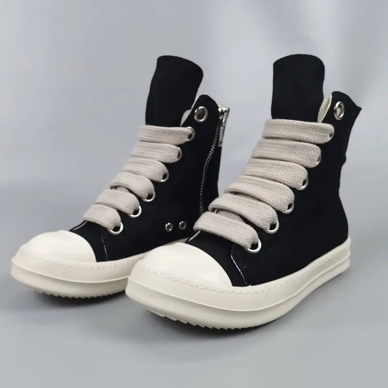 

2023 Fashion Men's Black Sneakers 47 Chaussure Femme Women Sneakers Zipper Canvas leather Casual Shoes Woman Minimalist RO