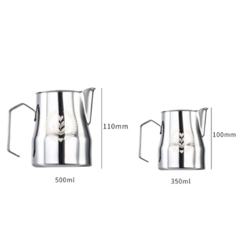 350/500ml 커피 에스프레소 우유 Frothing 투수 스테인레스 스틸 날카로운 입 우유 김이 나는 주전자 바리 스타 용 우유 투수