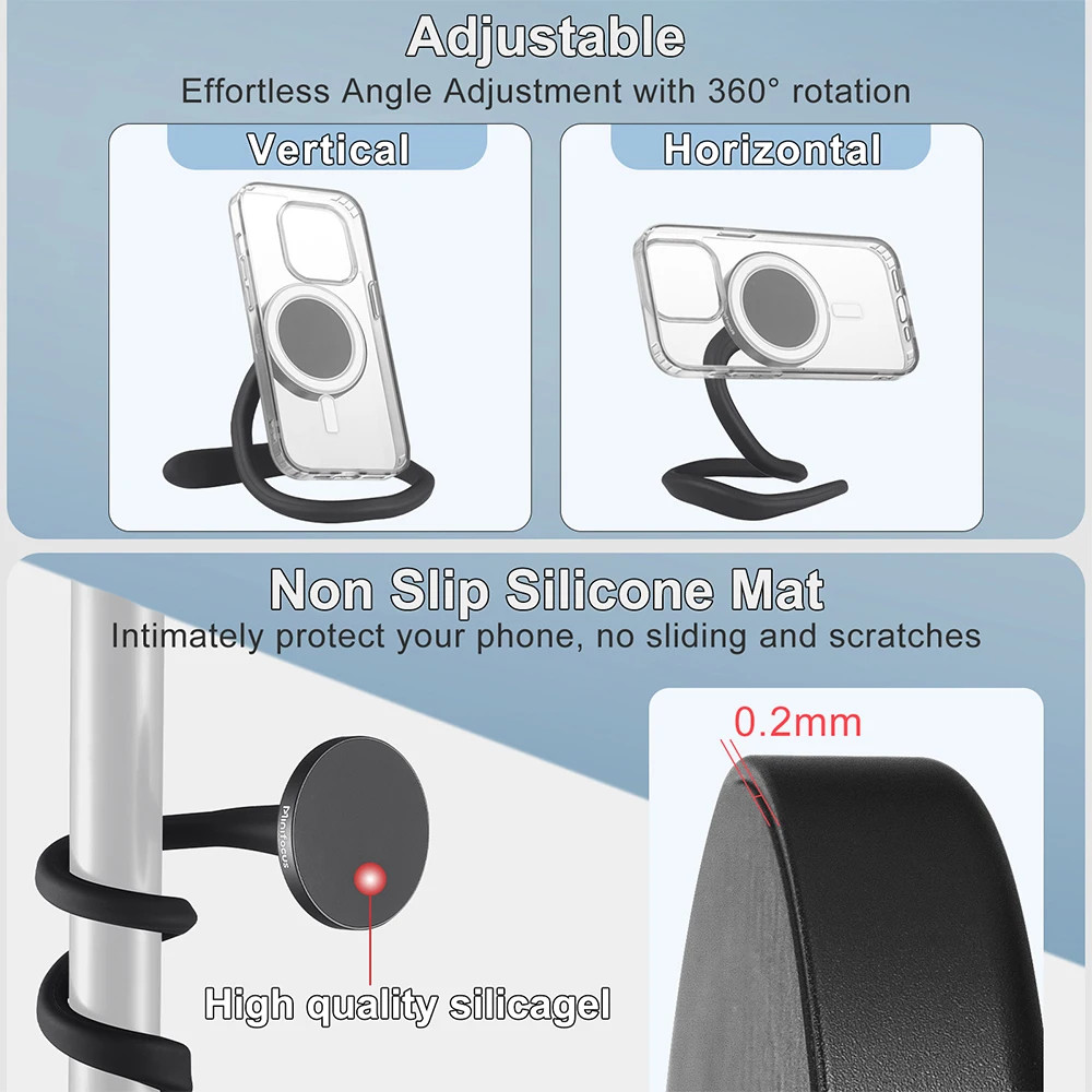 Flexible Twist Magnetic Phone Mount for MagSafe IP Camera Stand Baby Monitor Wall Bracket Hole-Free Crib Cradle Rod Hose Holder