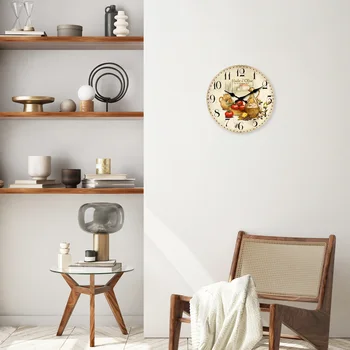 Vintage Provence Wooden Wall Clock – Silent Quartz Kitchen & Living Room Décor 2