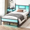 Double Bed Rack with Charging Station, Metal Bed Rack with Ports and Sockets, Double Bed Rack with Storage Space 1