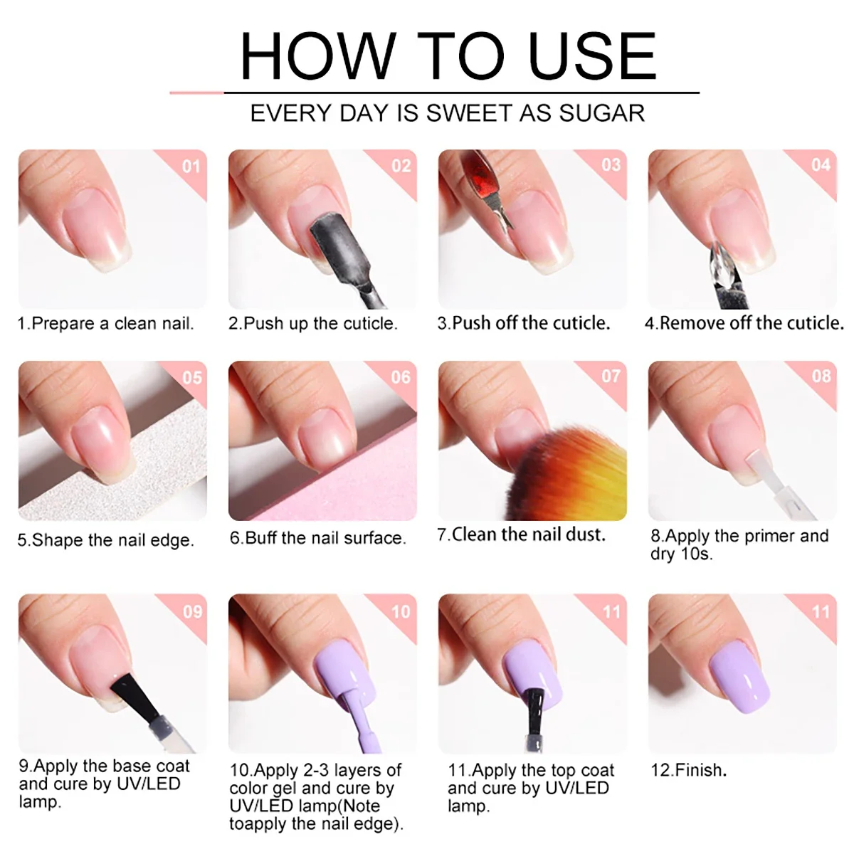 Limegirl Gel Nail Polish Set 60Colors Semi Permanent UV Led Gel Varnish Soak Off Nail Lacquers Base Top Coat 5