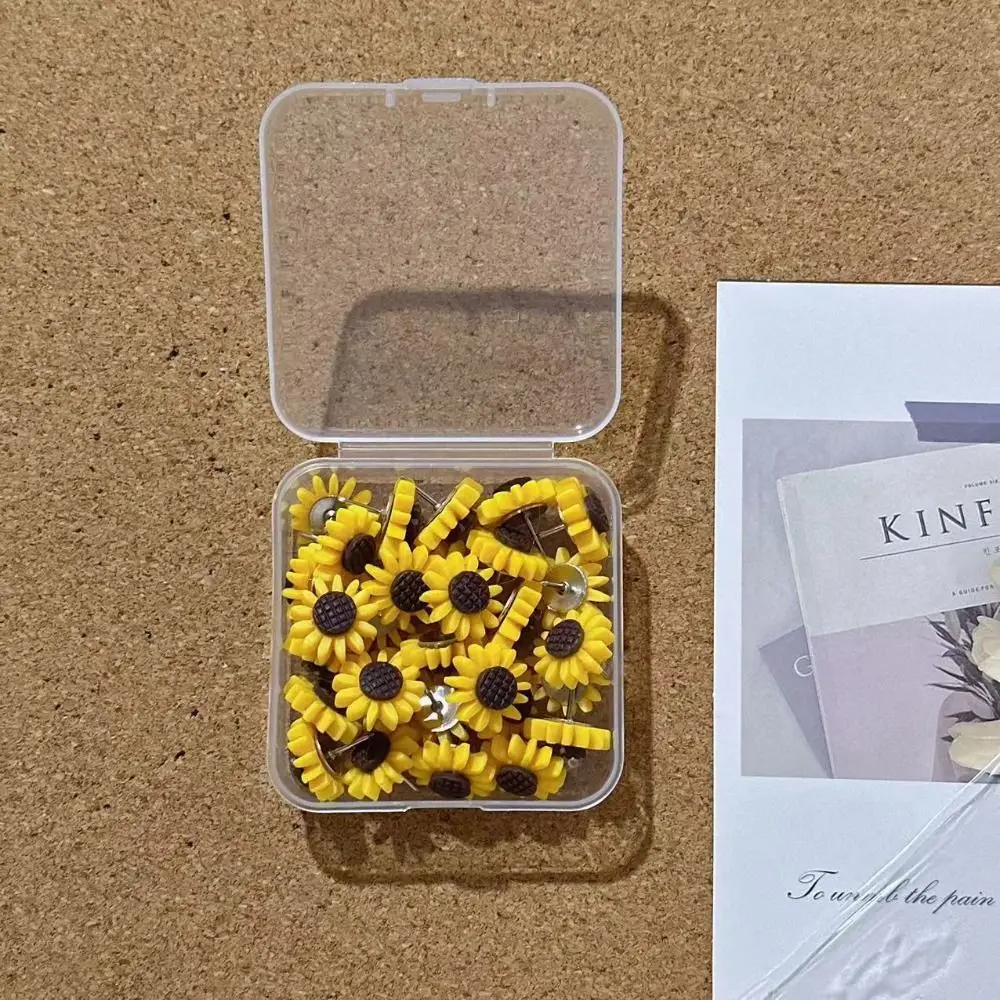 10/20/30/40/50Pcs 크리 에이 티브 해바라기 푸시핀 DIY 사진 벽 장식 보드 푸시 핀 귀여운 재사용 가능한 엄지 못 벽 마커