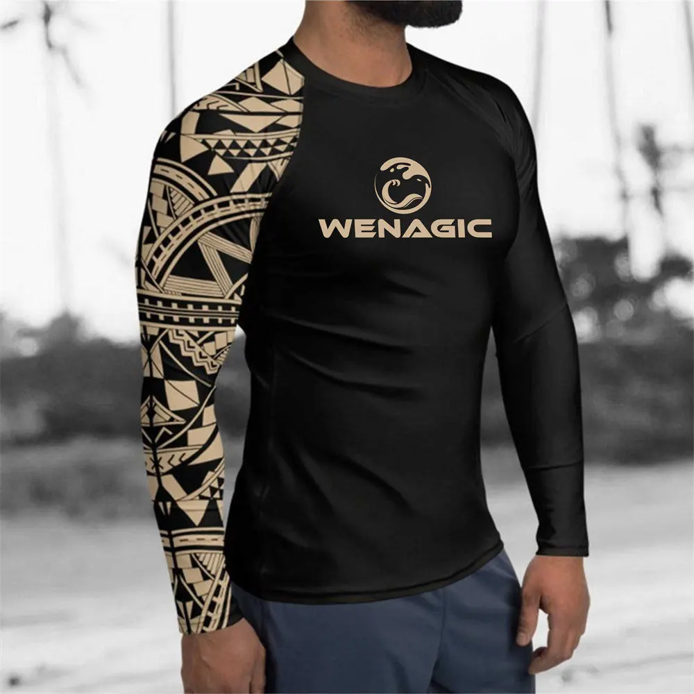 Rash Guard Men Surfing Diving Suits UV Protection Long Sleeve Swim Float Suit