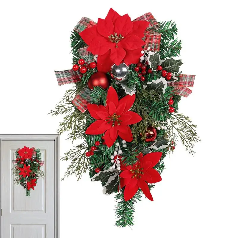 

Christmas Teardrop Swag Christmas Front Door Window Stairs Wreaths Upside Down Christmas Tree Christmas Swag For Home Decorating