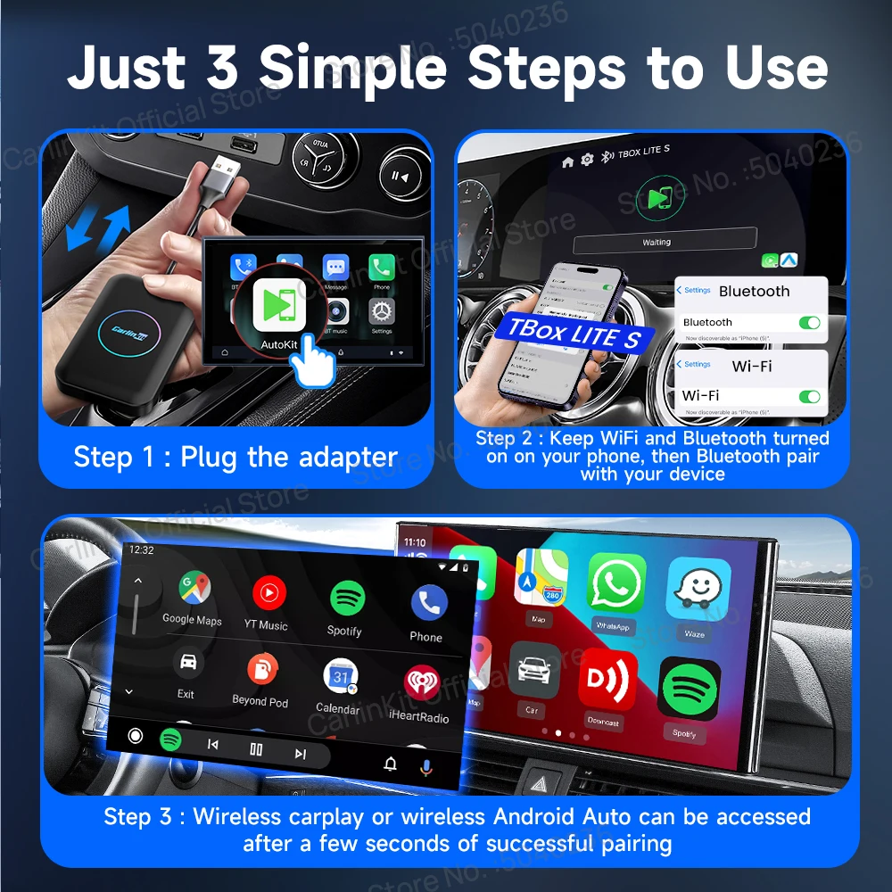 CarlinKit Lite Android TV Box 3-In-1 Wireless Adapter for Car Radios