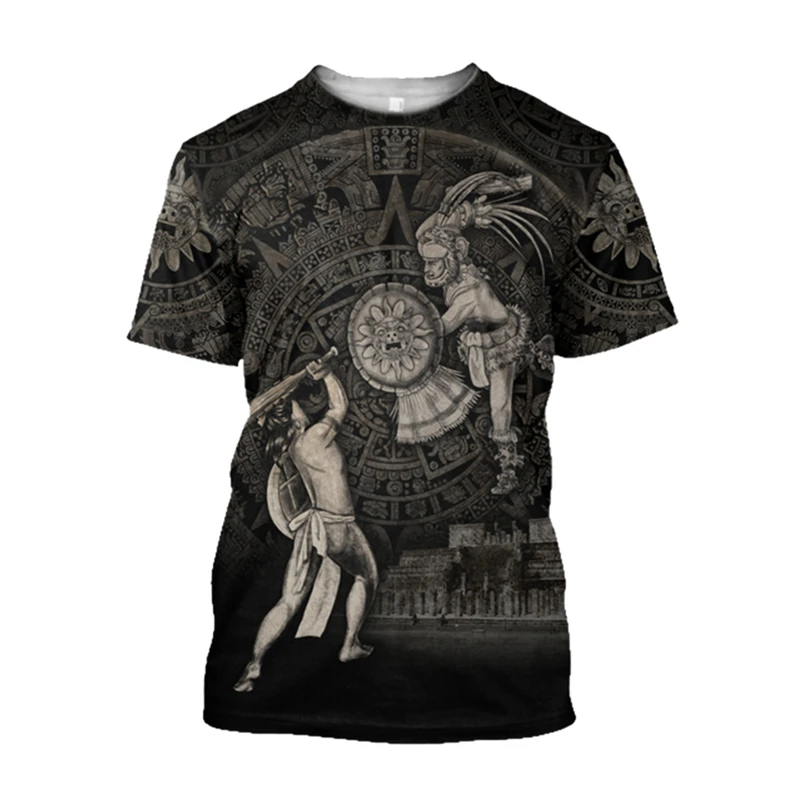 

Retro Ethnic Aztec Mexico T-shirt Summer Men's 3D Printed Short Sleeve Fashion Creative Trend O-neck Large Size Tops T Shirts