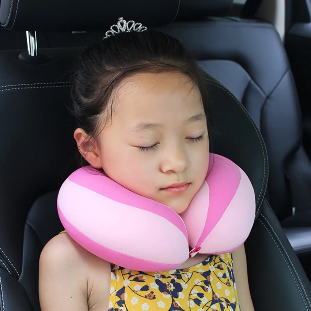 Children Neck Pillow Contrast Color Splicing Travel Sleeping U-shaped Pillows Comfortable Baby's Car Safety Seat Pillow 3