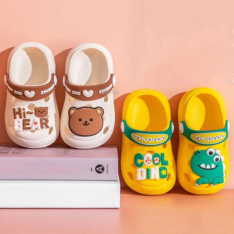 Eva House Slippers Baby Kawaii Dinosaur Slippers Child Blue Flat Floor Shoes Clogs for Kids Summer Flip Flops Boys Girls Mules Cartoon Room Slipper