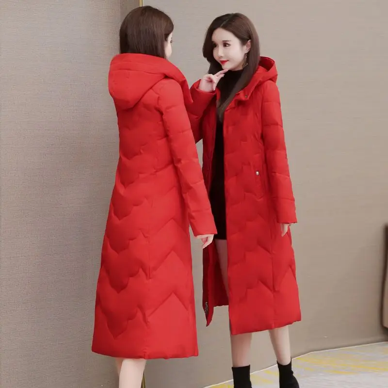 Women Mid-Length Parkas 2023 New Winter Thickening Cotton Clothes Coat Casaco De Inverno Jacket Zipper Long Parkas