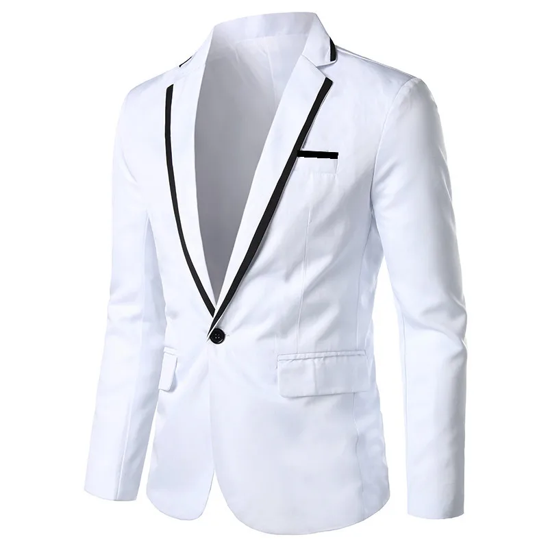 2024 Fashionable men's small suit color matching slim fit non ironing casual suit trend jacket