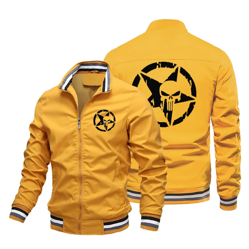 Hot selling men's fashion jacket coat new windbreaker tooling outdoor clothes casual handsome street anime punisher print coat