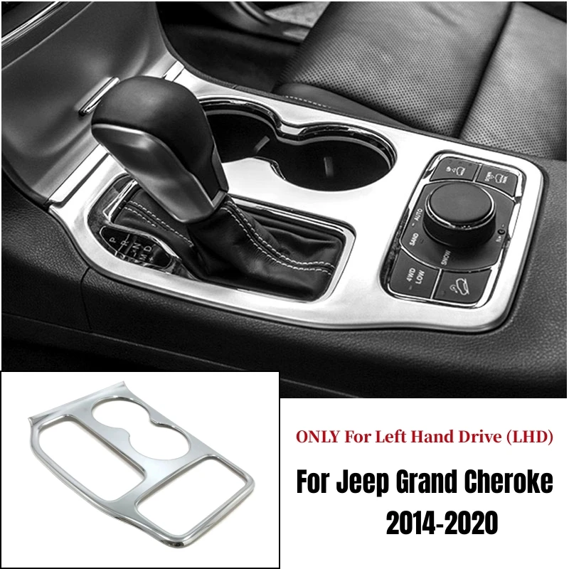 

ABS Chrome Car Water Cup Cover Gear shift knob frame panel protection Trim Styling Accessories For Jeep Grand Cherokee 2014-2020