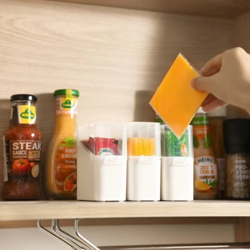 1pc/2pcs cheese slice storage box, butter storage refrigerator fresh-keeping box, coffee and tea bag desktop organizer box 2